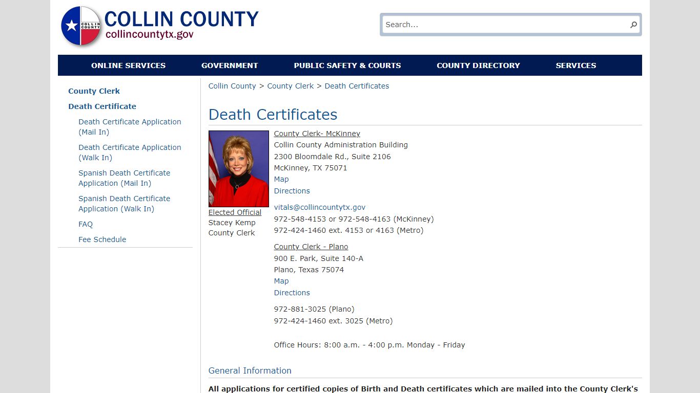 Death Certificates - Collin County