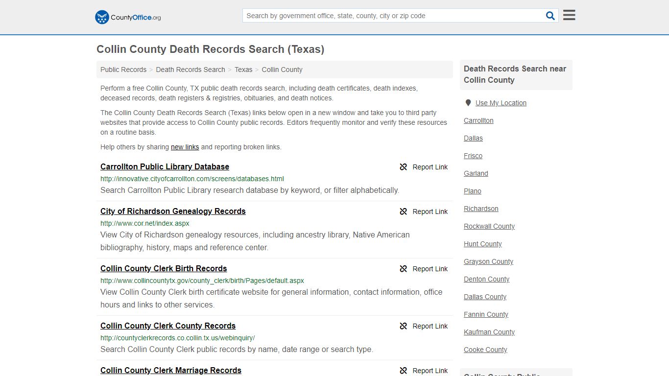 Death Records Search - Collin County, TX (Death ...